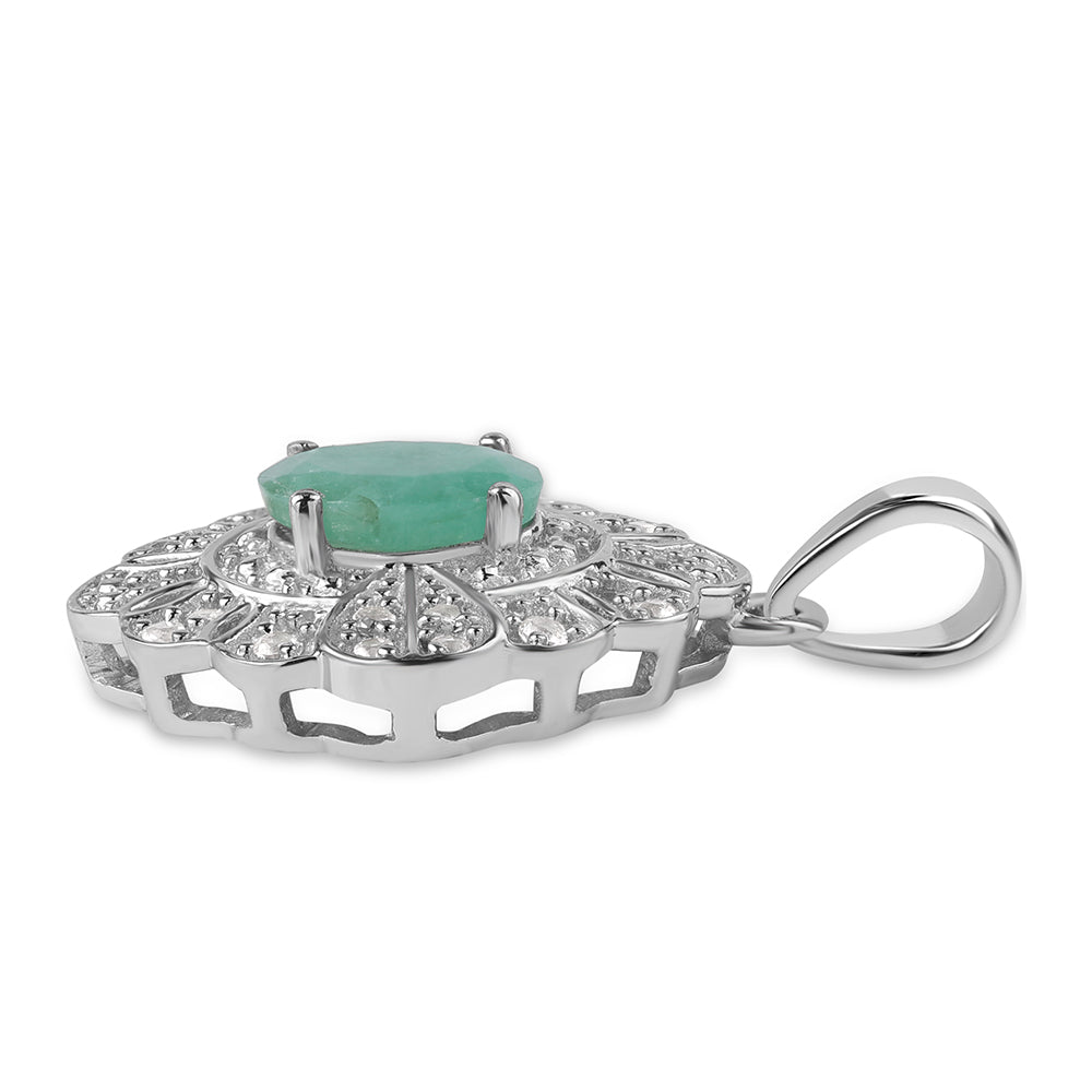 Strieborný Prívesok s Brazílskym Smaragdom a Bielym Topásom 2 