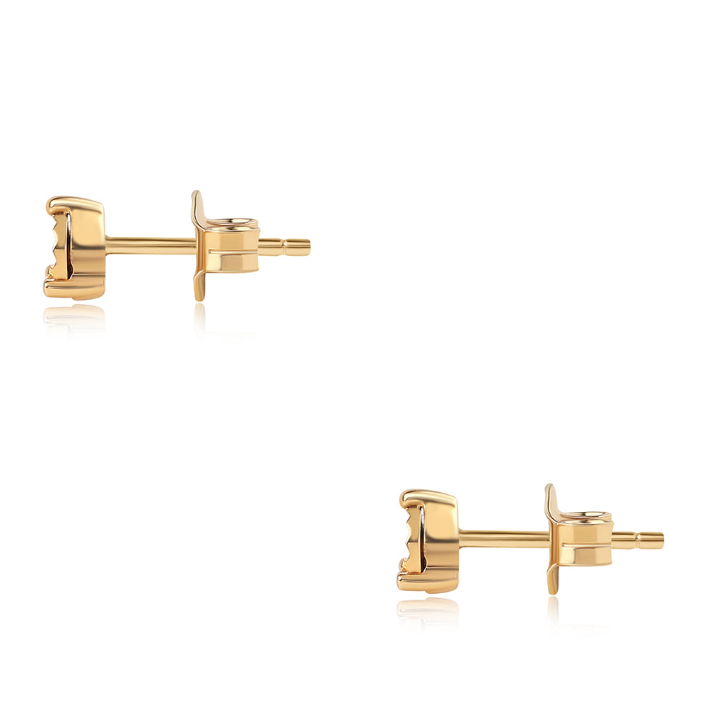 Pozlátené Strieborné Náušnice s Modrým Diamantom 3 