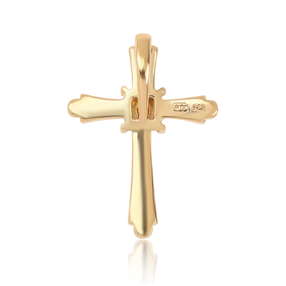 Kríž Pozlátený Strieborný Prívesok s Modrým Diamantom 3 