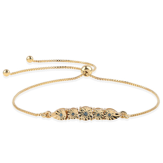 Pozlátený Strieborný Náramok s Modrým Diamantom