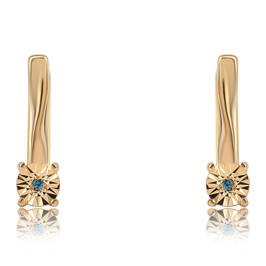 Pozlátené Strieborné Náušnice s Modrým Diamantom