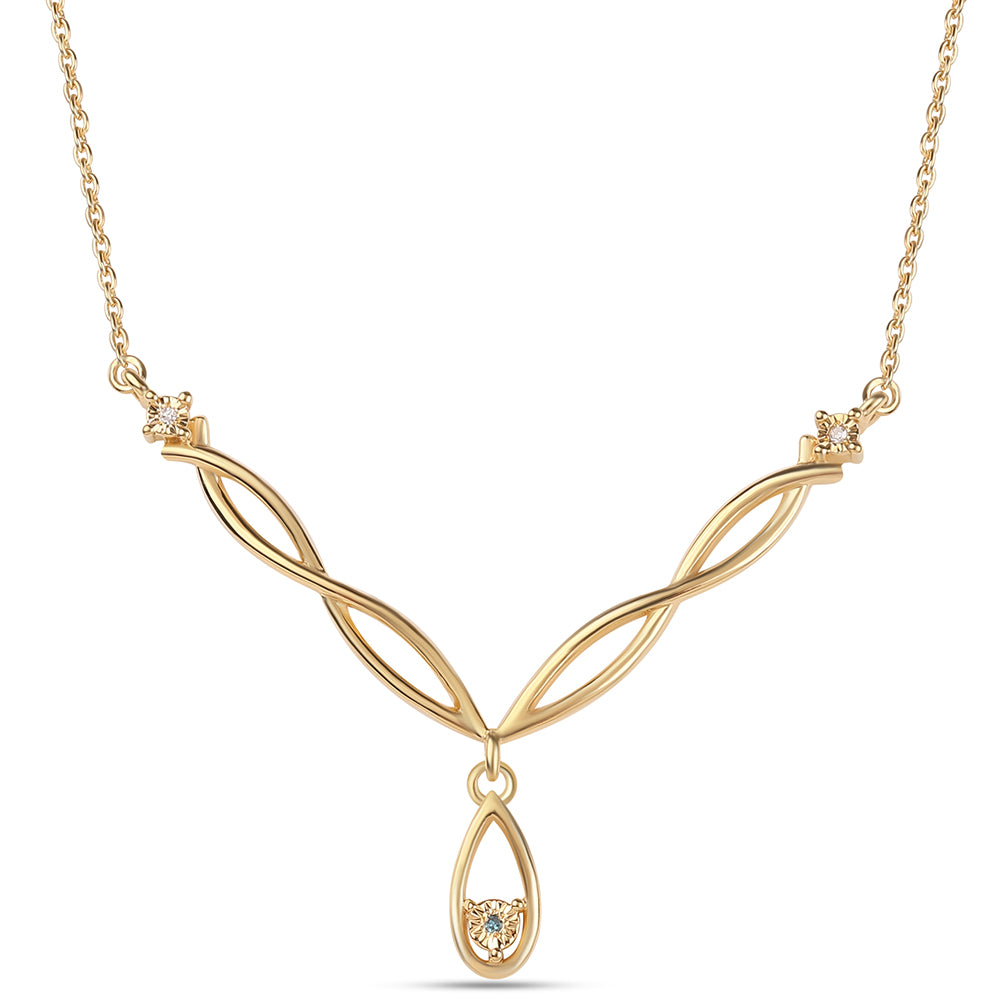 Pozlátený Strieborný Náhrdelník s Modrým Diamantom a Bielym Diamantom