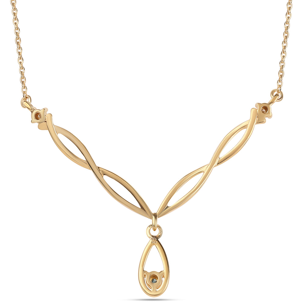 Pozlátený Strieborný Náhrdelník s Modrým Diamantom a Bielym Diamantom 3 