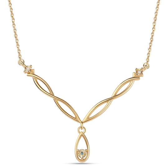 Pozlátený Strieborný Náhrdelník s Modrým Diamantom a Bielym Diamantom