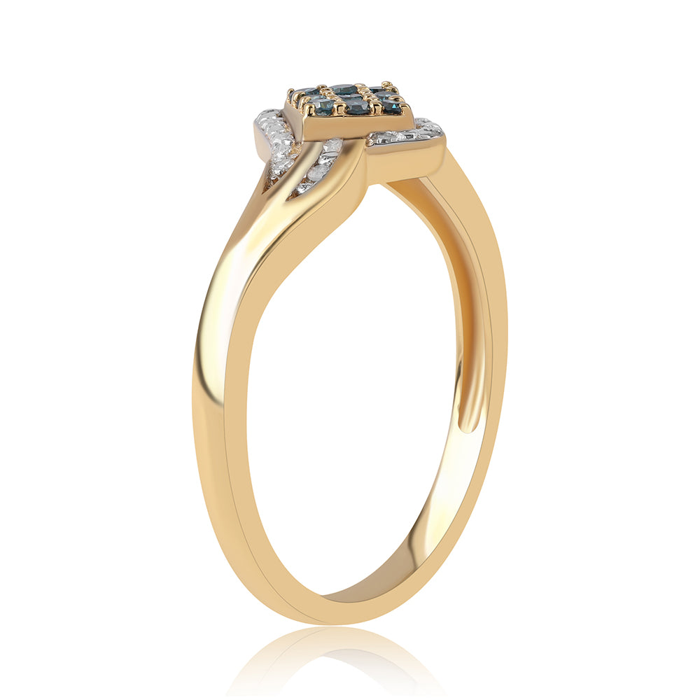 Pozlátený Strieborný Prsteň s Modrým Diamantom a Bielym Diamantom 2 