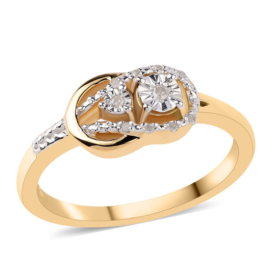 Pozlátený Strieborný Prsteň s Bielym Diamantom