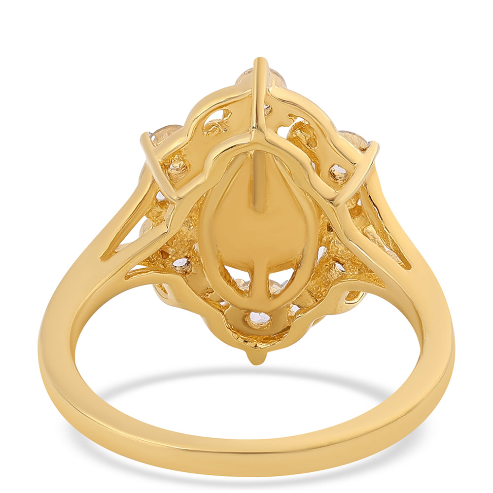 Pozlátený Strieborný Prsteň s Bielou Sladkovodnou Perlou a Bielym Topásom 3 