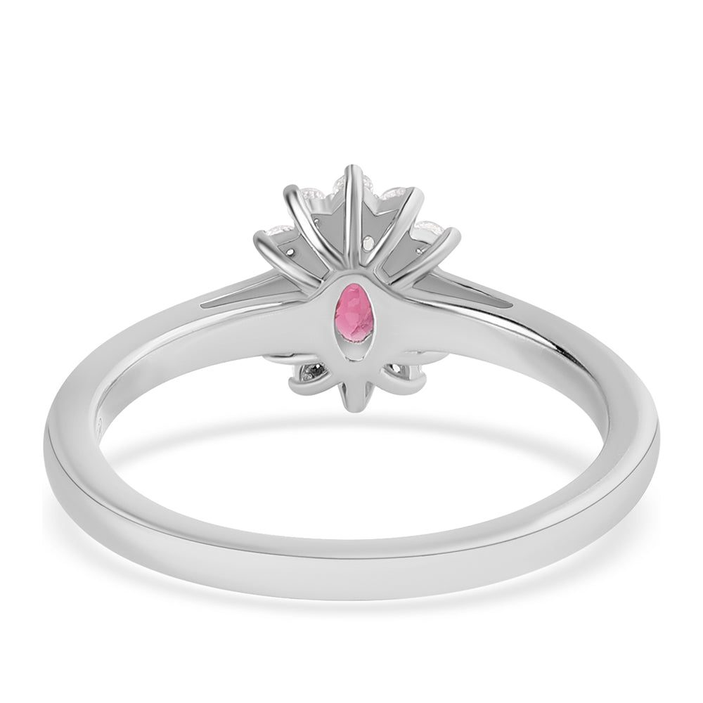 Strieborný Prsteň s Rubellitom z Cruzeira a Bielym Topásom 3 