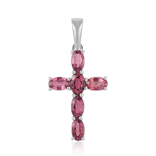 Kríž Strieborný Prívesok s Rubellitom z Cruzeira