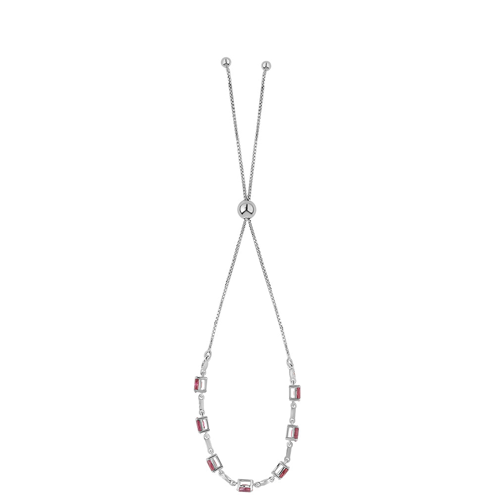 Strieborný Náramok s Rubellitom z Cruzeira a Bielym Topásom