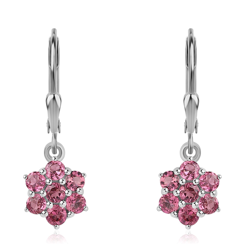 Strieborné Náušnice s Rubellitom z Cruzeira