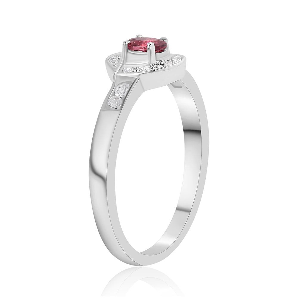 Strieborný Prsteň s Rubellitom z Cruzeira a Bielym Topásom 2 