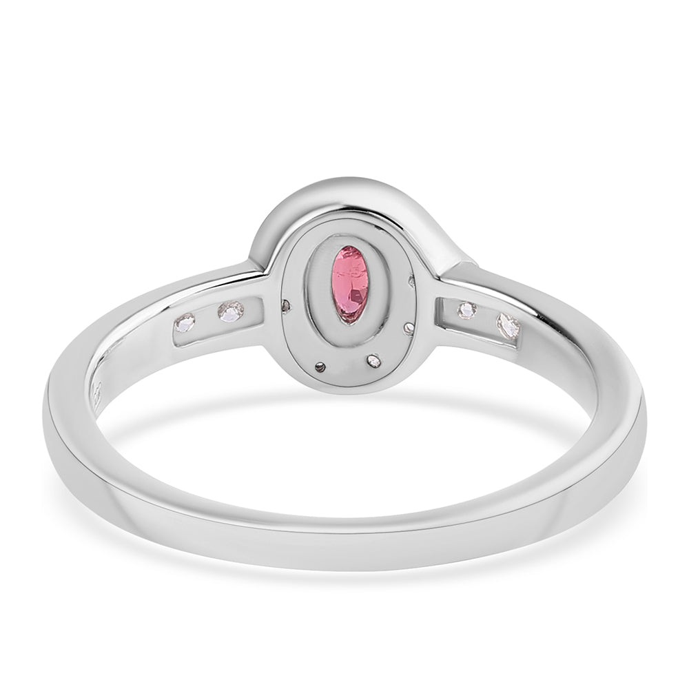 Strieborný Prsteň s Rubellitom z Cruzeira a Bielym Topásom