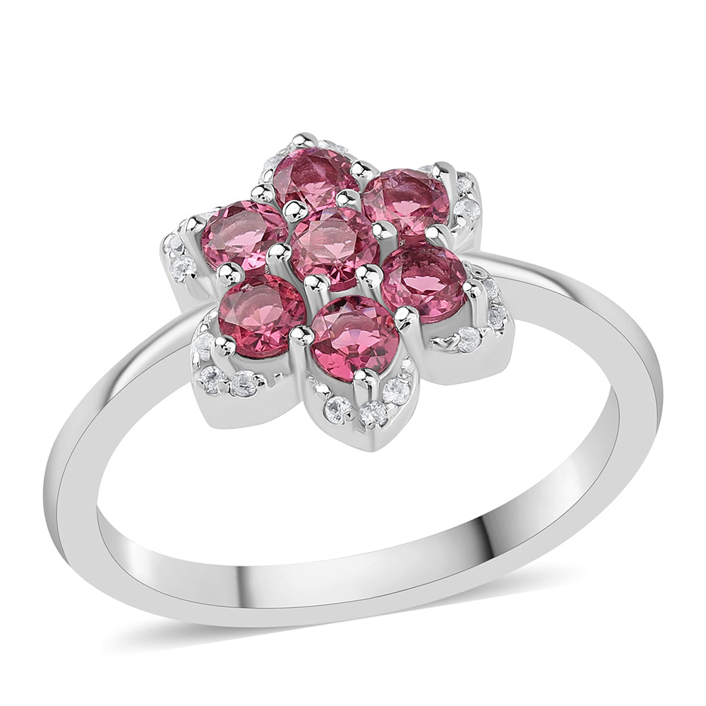 Strieborný Prsteň s Rubellitom z Cruzeira a Bielym Topásom 1 