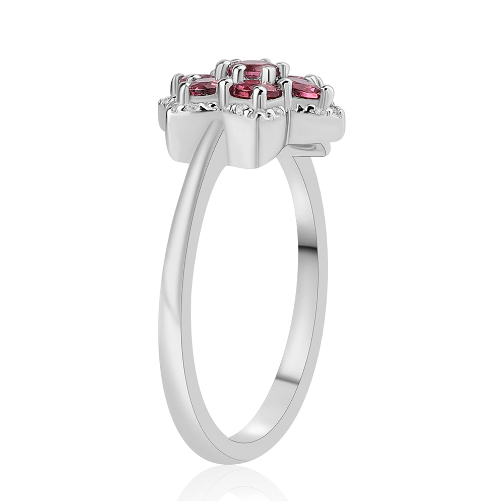 Strieborný Prsteň s Rubellitom z Cruzeira a Bielym Topásom 2 