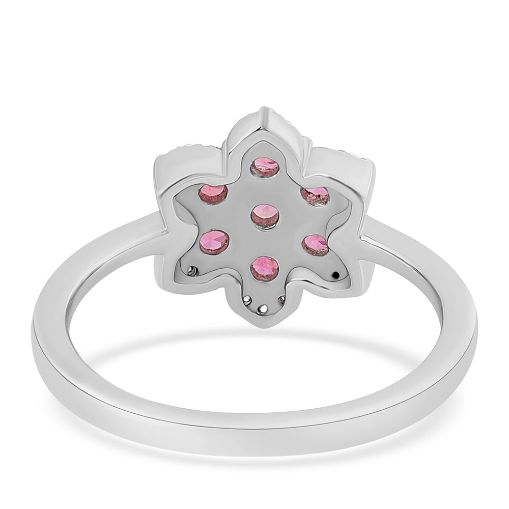 Strieborný Prsteň s Rubellitom z Cruzeira a Bielym Topásom 3 