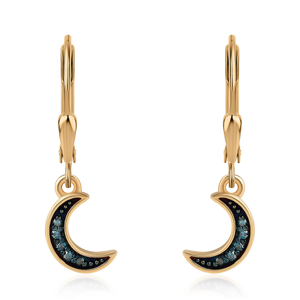 Pozlátené Strieborné Náušnice s Modrým Diamantom