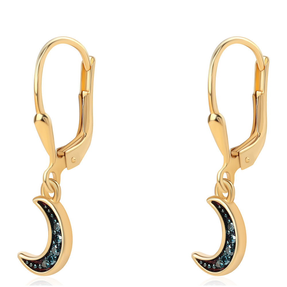 Pozlátené Strieborné Náušnice s Modrým Diamantom