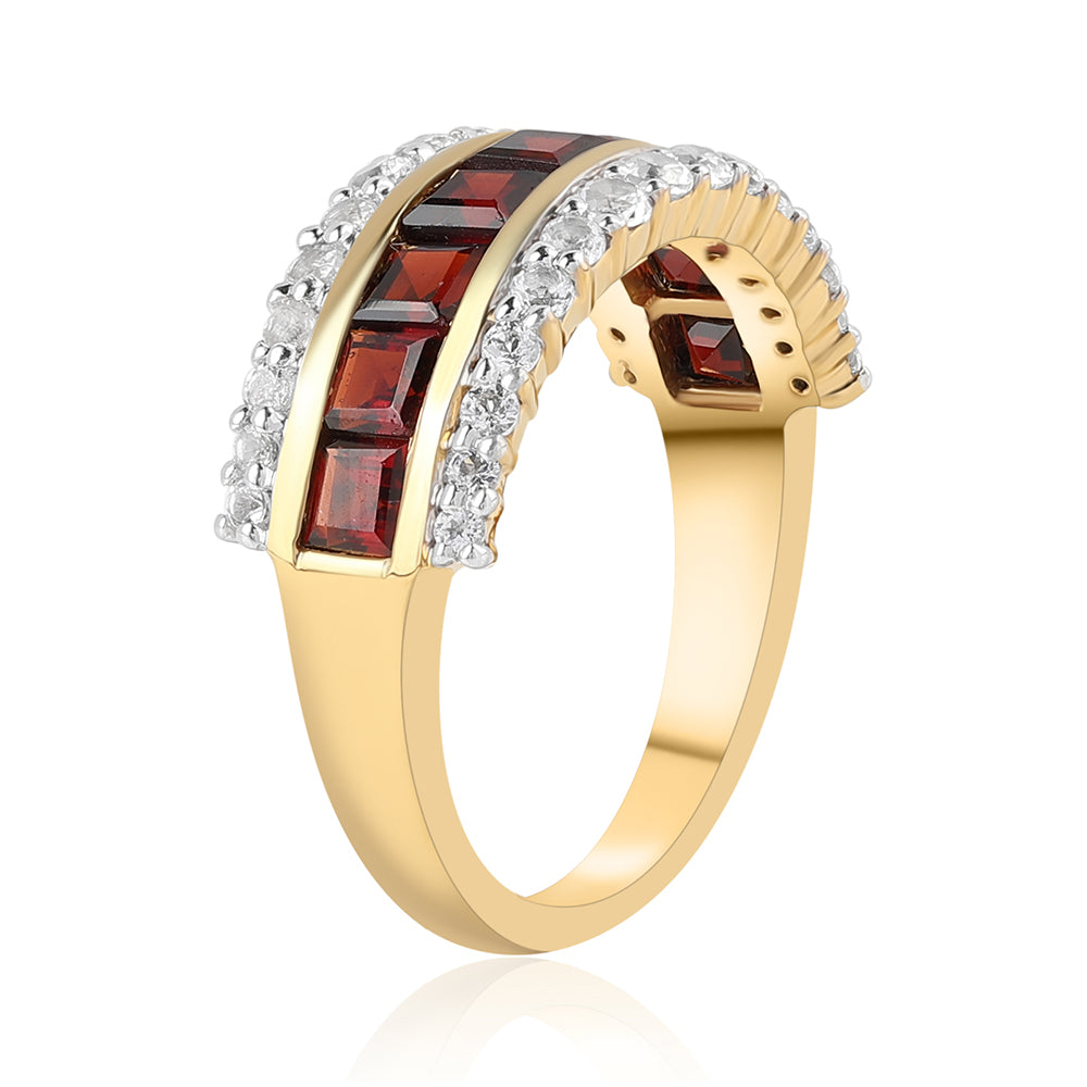 Pozlátený Strieborný Prsteň s Bartonským Granátom a Bielym Topásom
