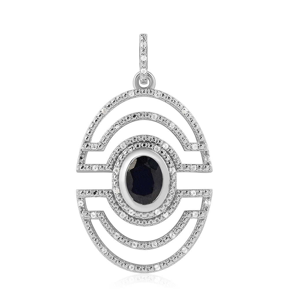 Strieborný Prívesok s Austrálskym Modrým Zafírom a Bielym Topásom