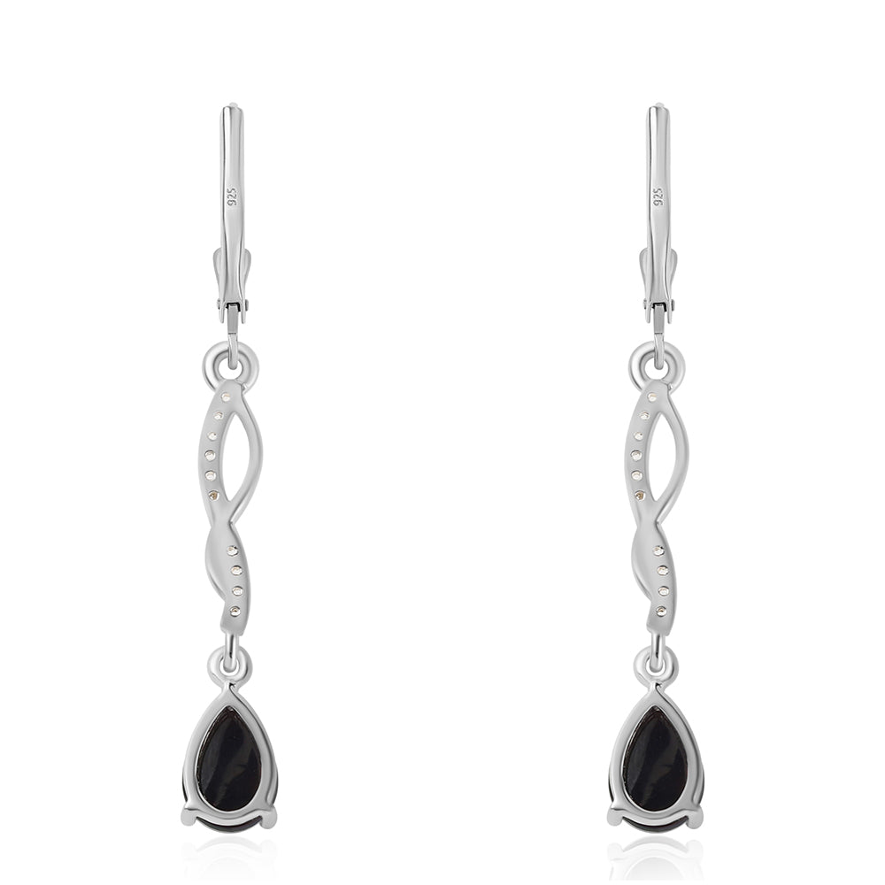 Strieborné Náušnice s Polnočne Čiernym Etiópskym Opálom z Lega Dembi a Bielym Topásom 3 