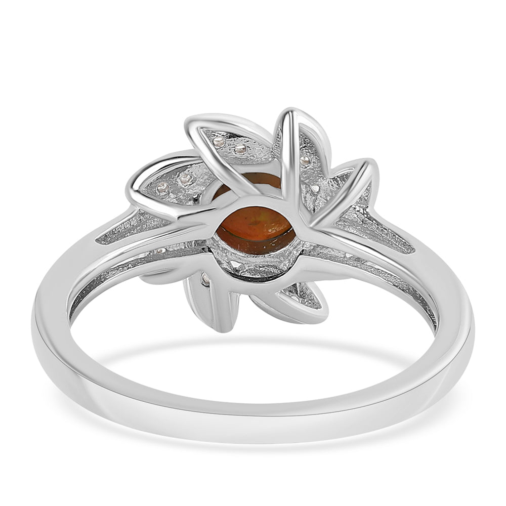 Strieborný Prsteň s Polnočne Čiernym Etiópskym Opálom z Lega Dembi a Bielym Topásom 3 