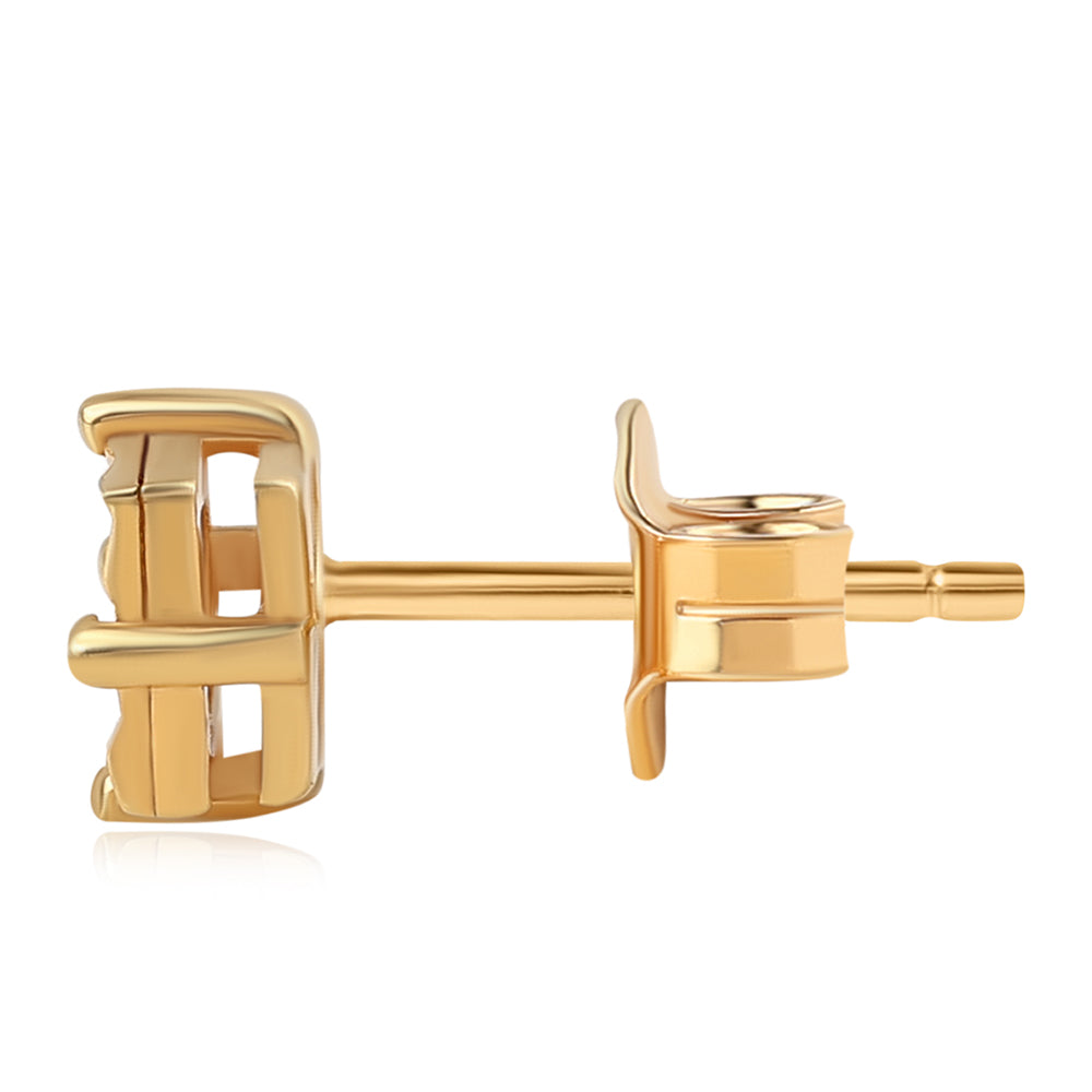 Pozlátené Strieborné Náušnice s so Zeleným Diamantom