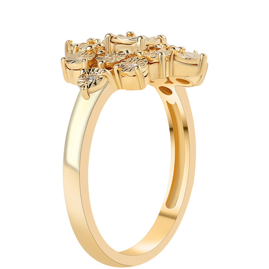 Pozlátený Strieborný Prsteň s so Zeleným Diamantom a Bielym Diamantom