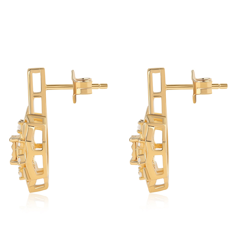 Pozlátené Strieborné Náušnice s so Zeleným Diamantom a Bielym Diamantom