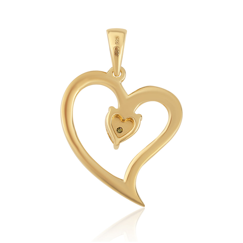 Pozlátený Strieborný Prívesok s so Zeleným Diamantom