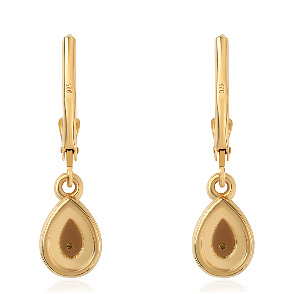 Pozlátené Strieborné Náušnice s so Zeleným Diamantom 3 