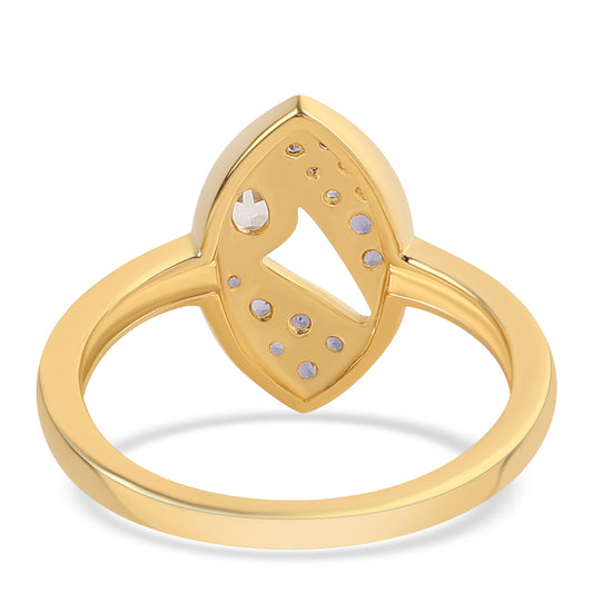 Pozlátený Strieborný Prsteň s Iolitom a Bielym Topásom