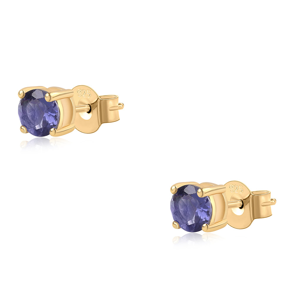 Pozlátené Strieborné Náušnice s Iolitom 1 