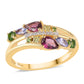 Pozlátený Strieborný Prsteň s Rhodolitovým Granátom a Tanzanitom