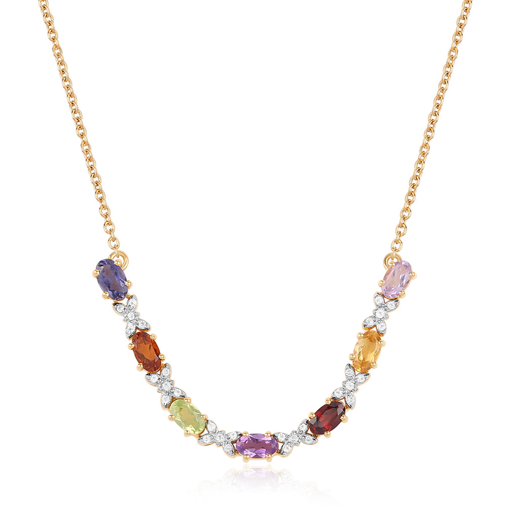 Pozlátený Strieborný Náhrdelník s Rose De France Ametystom a Citrínom 1 