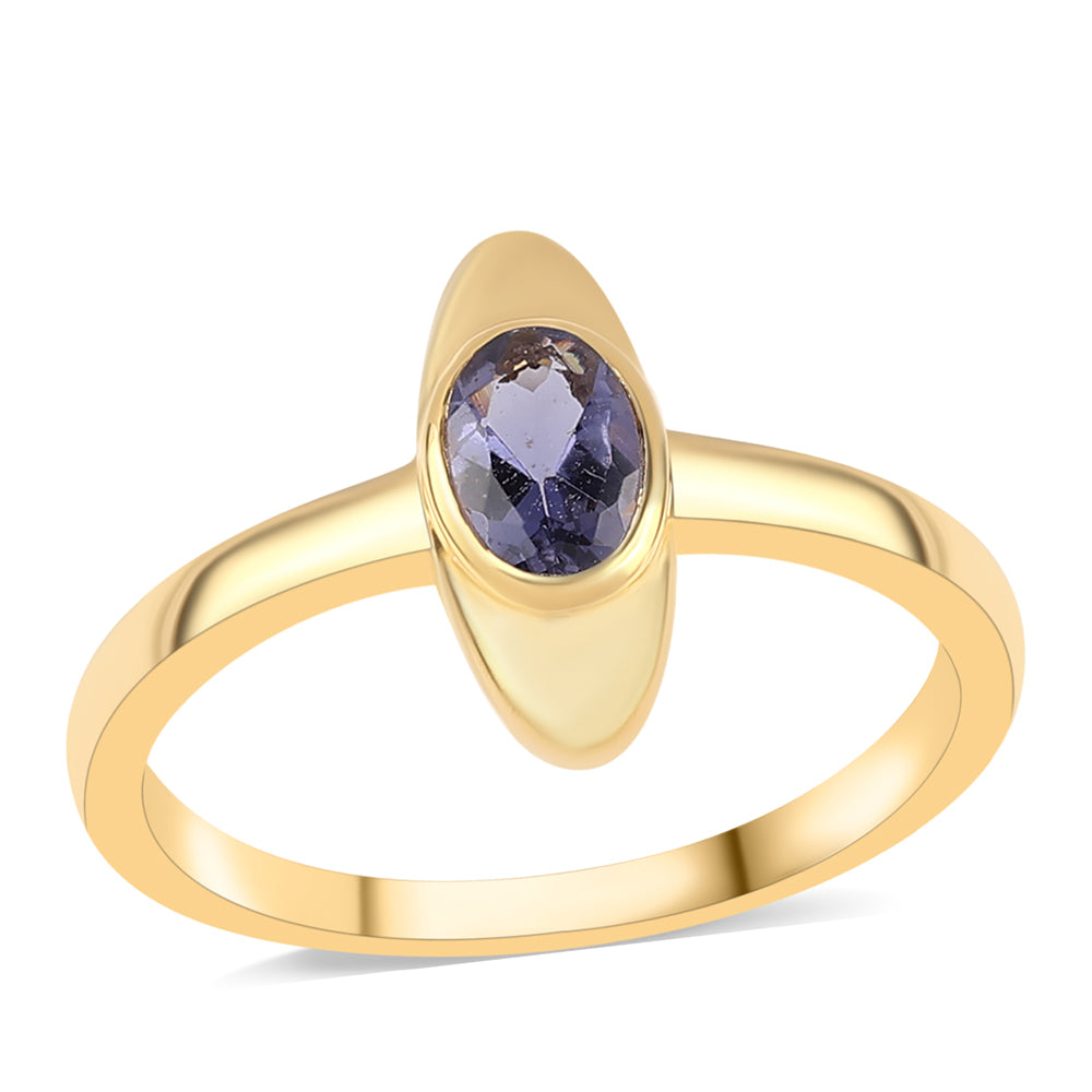 Pozlátený Strieborný Prsteň s Iolitom