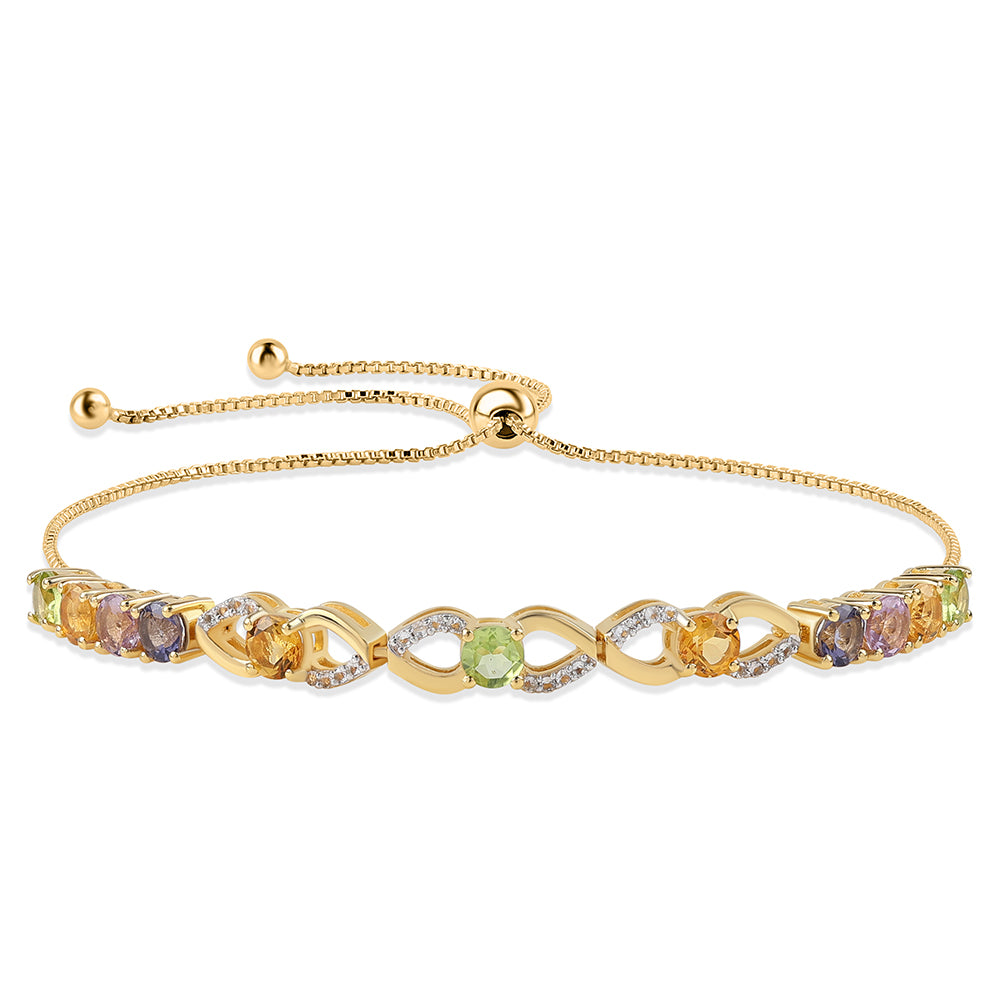 Pozlátený Strieborný Náramok s Rose De France Ametystom a Olivínom 1 