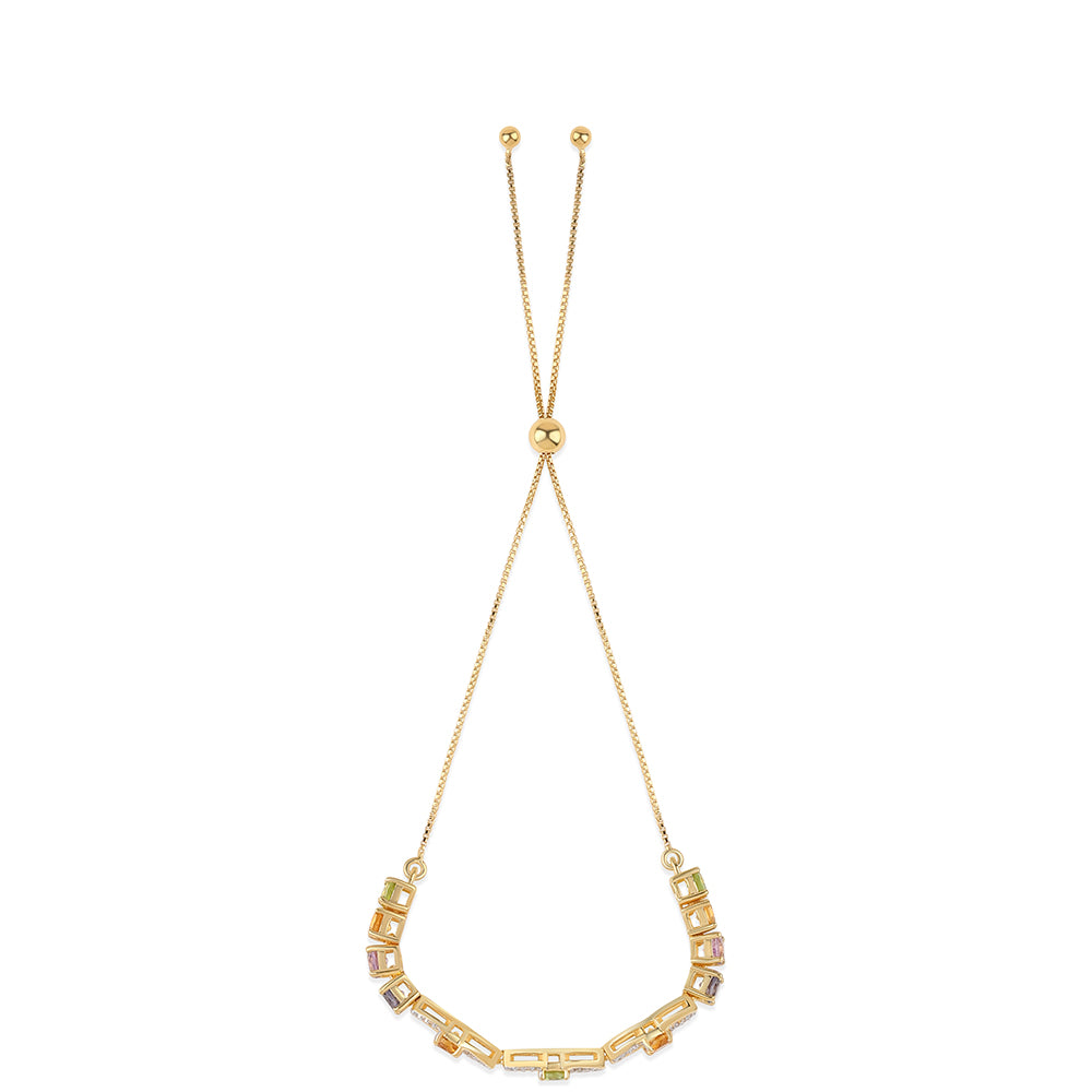 Pozlátený Strieborný Náramok s Rose De France Ametystom a Olivínom 2 