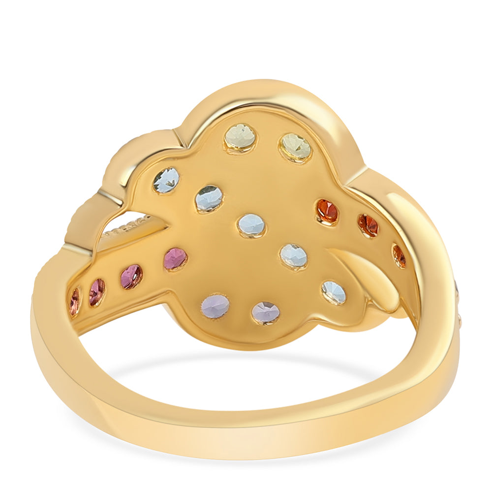 Pozlátený Strieborný Prsteň s Červeným Granátom a Olivínom 2 