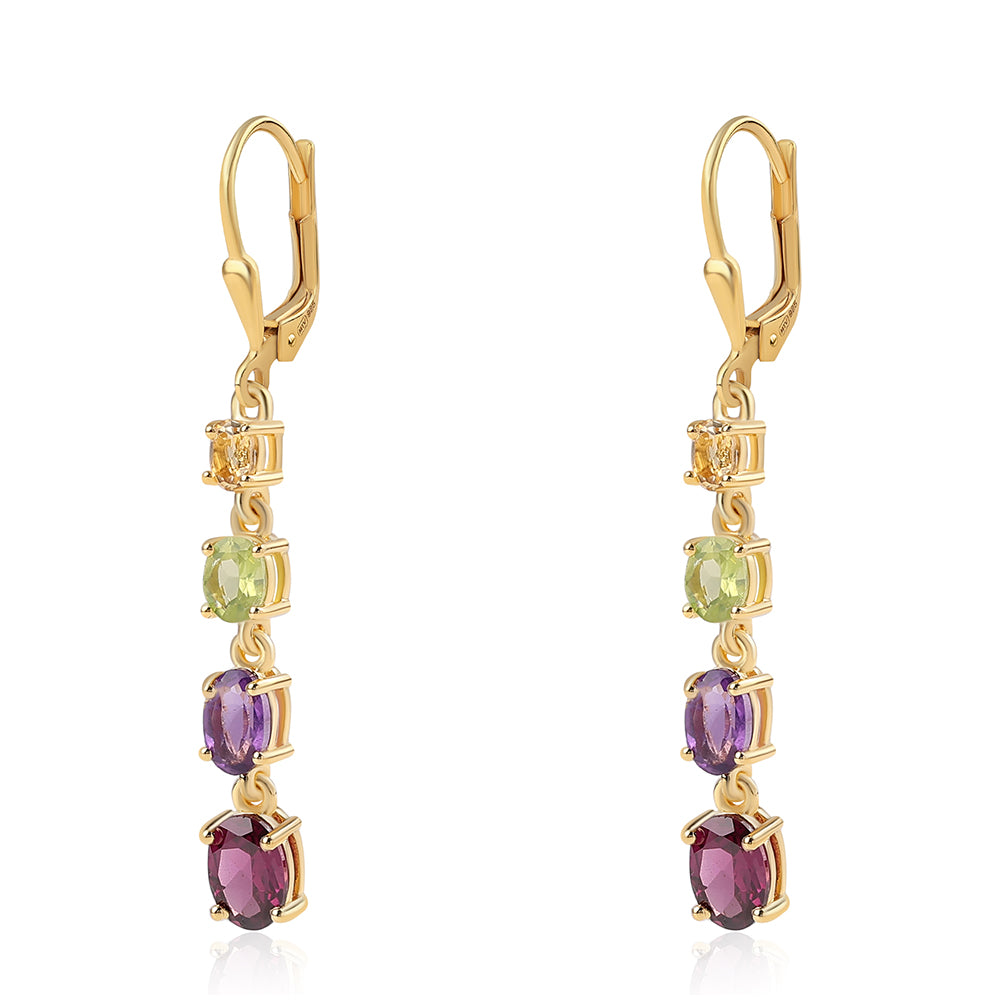 Pozlátené Strieborné Náušnice s Africkým Ametystom a Olivínom 1 