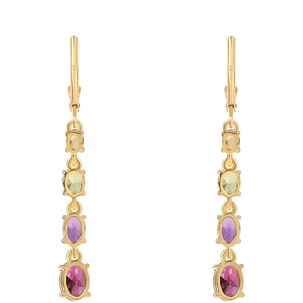 Pozlátené Strieborné Náušnice s Africkým Ametystom a Olivínom