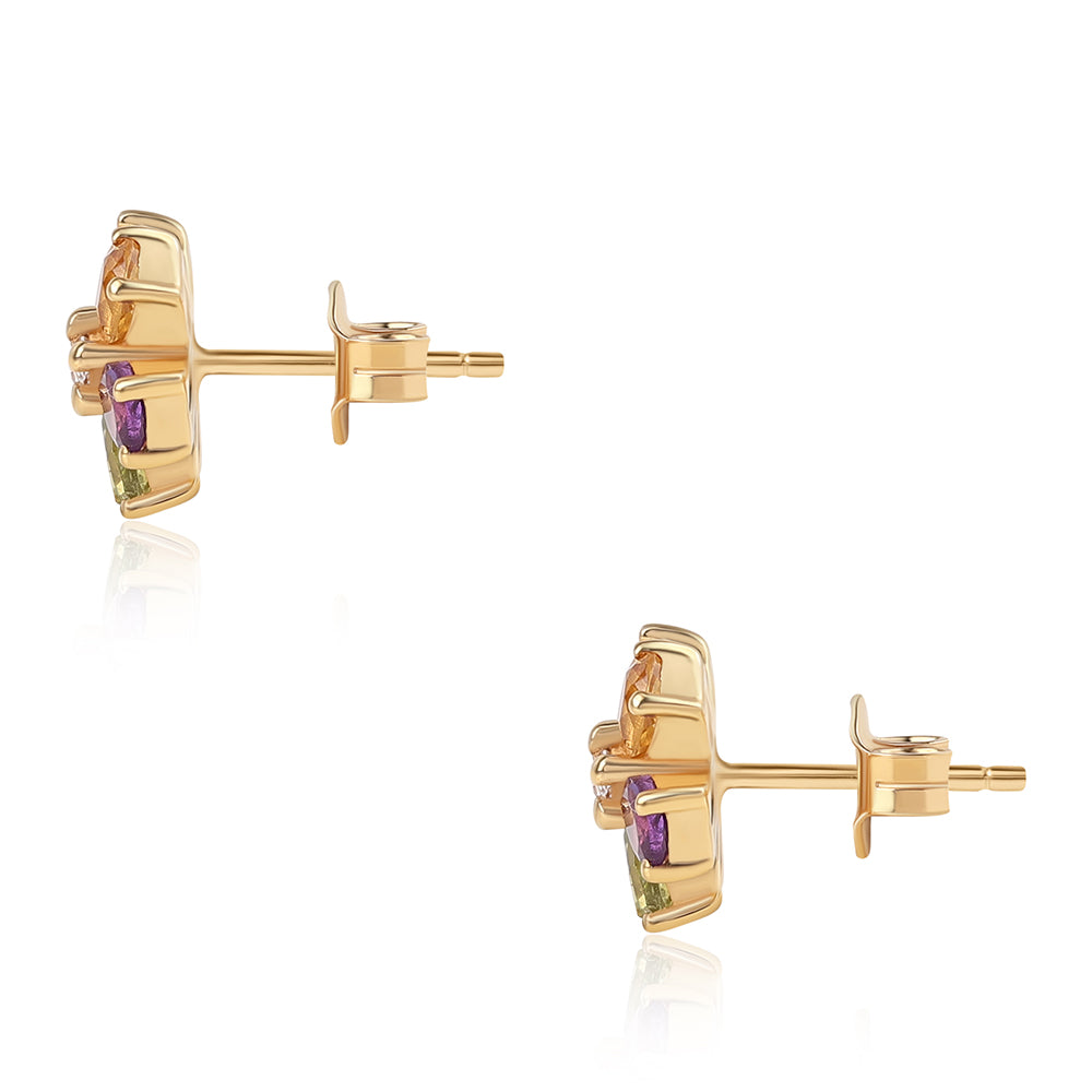 Pozlátené Strieborné Náušnice s Rose De France Ametystom a Olivínom