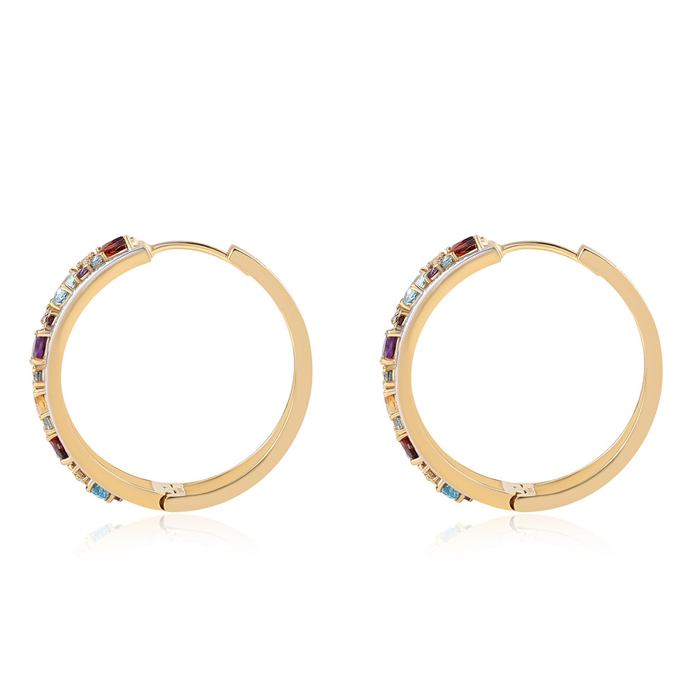 Pozlátené Strieborné Náušnice s Červeným Granátom a Citrínom 2 