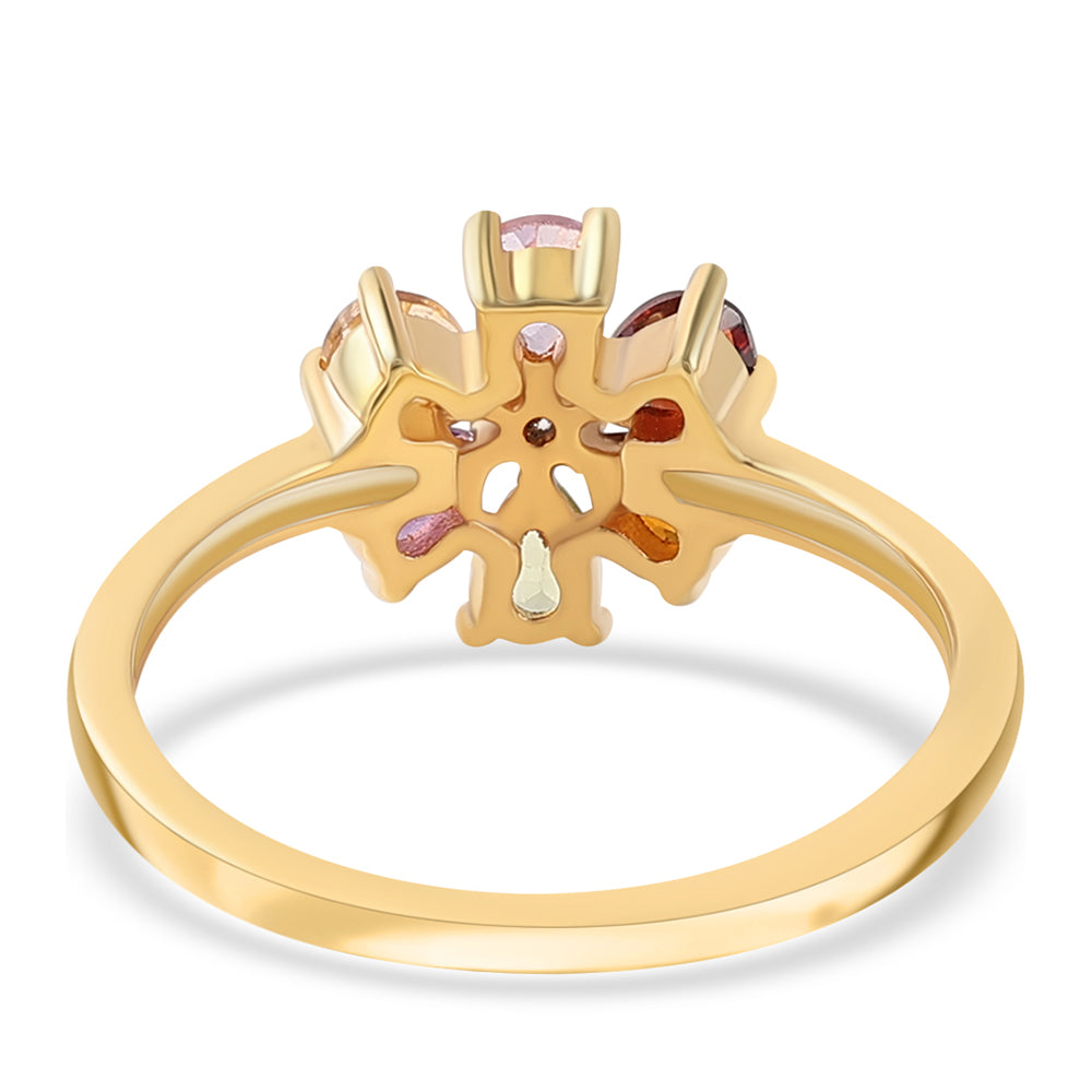 Pozlátený Strieborný Prsteň s Rose De France Ametystom a Červeným Granátom 2 