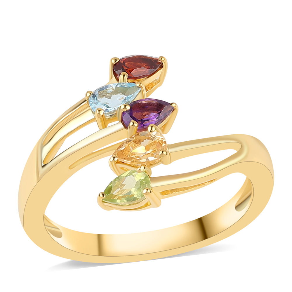 Pozlátený Strieborný Prsteň s Africkým Ametystom a Citrínom 1 