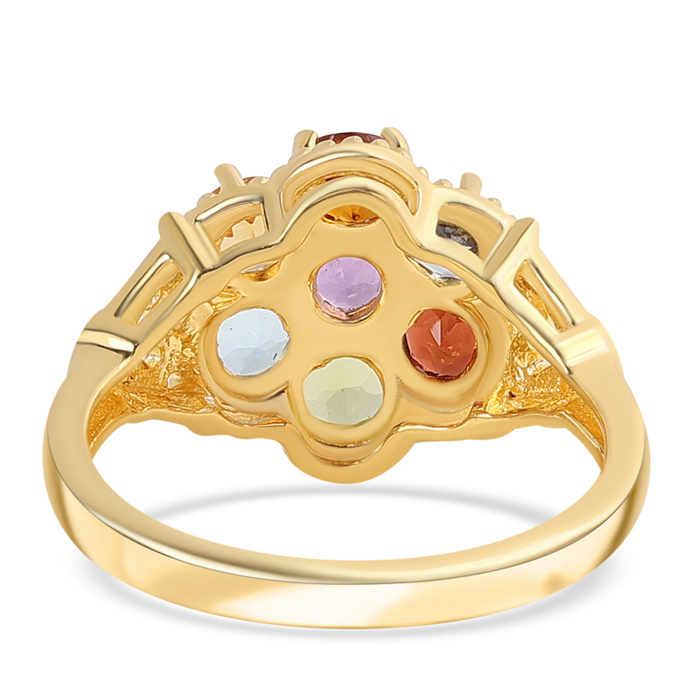 Pozlátený Strieborný Prsteň s Červeným Granátom a Citrínom 2 