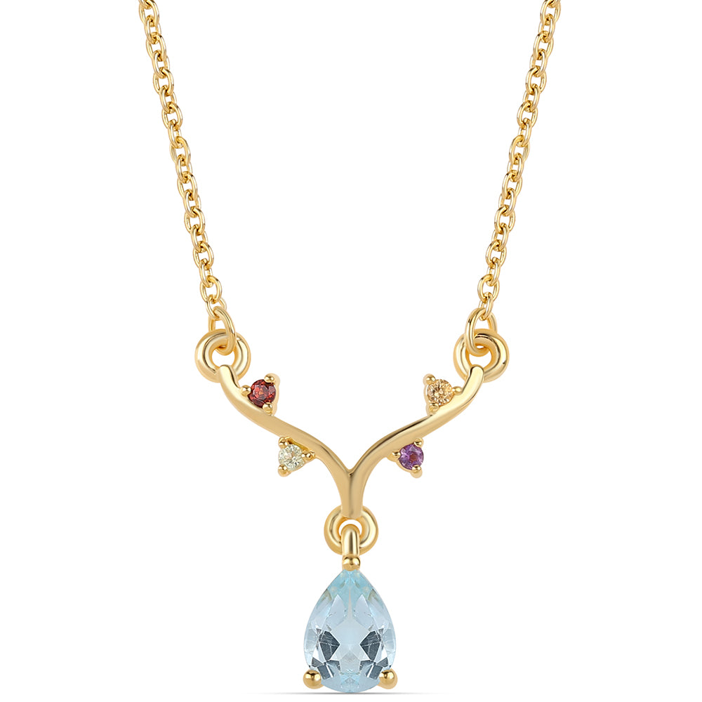 Pozlátený Strieborný Náhrdelník s Červeným Granátom a Olivínom