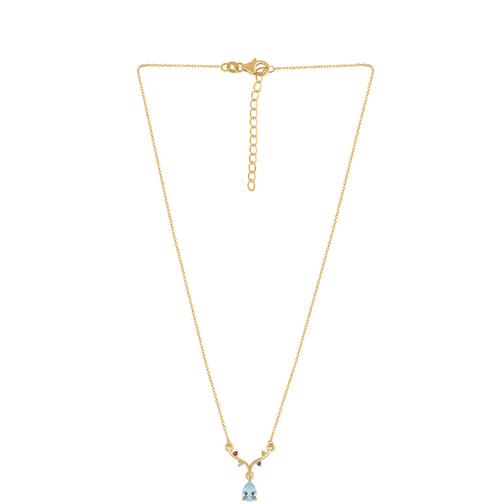 Pozlátený Strieborný Náhrdelník s Červeným Granátom a Olivínom