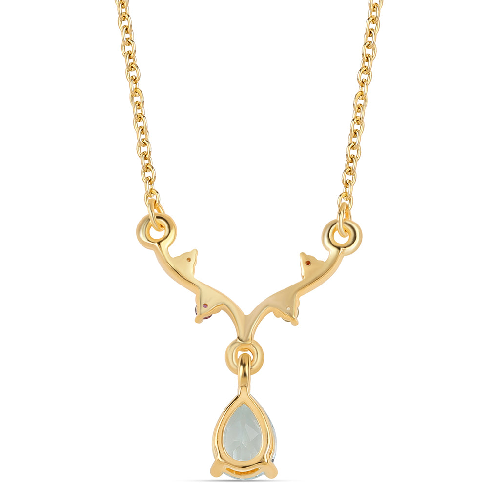 Pozlátený Strieborný Náhrdelník s Červeným Granátom a Olivínom