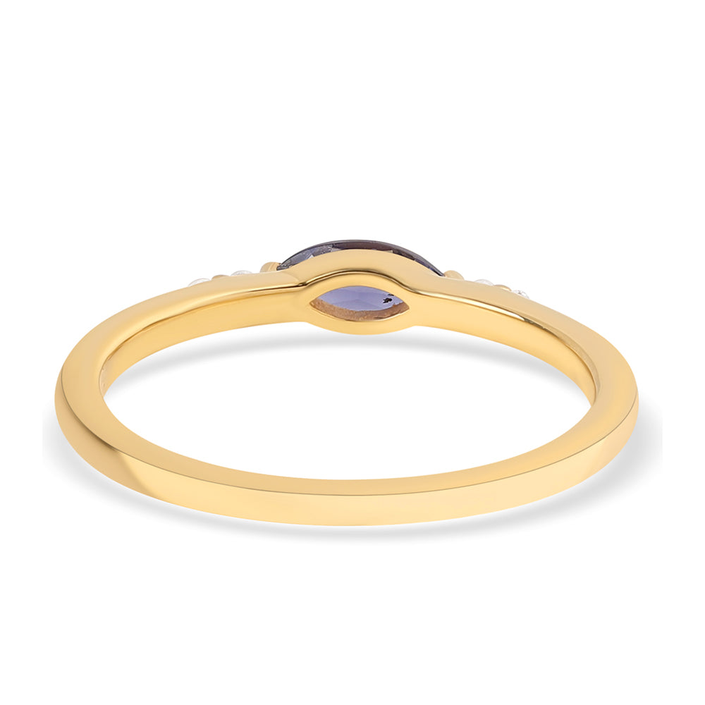 Pozlátený Strieborný Prsteň s Iolitom a Bielym Topásom 2 